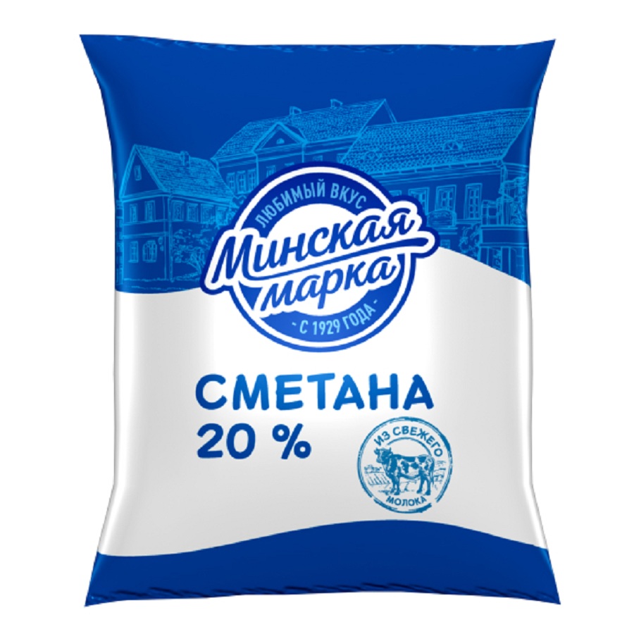 Сметана Минская марка 20% мяг  Минск  шт 400г - интернет-магазин Близнецы
