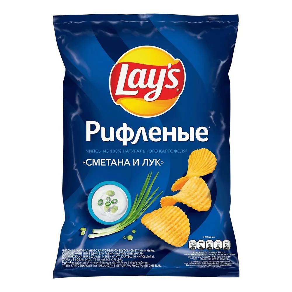 Чипсы Лейс Рифленые Сметана и Лук 225г - интернет-магазин Близнецы