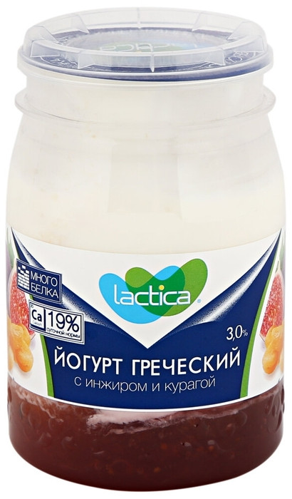 Йогурт 3% Греческий ЛАКТИКА с инжиром и курагой 190г - интернет-магазин Близнецы