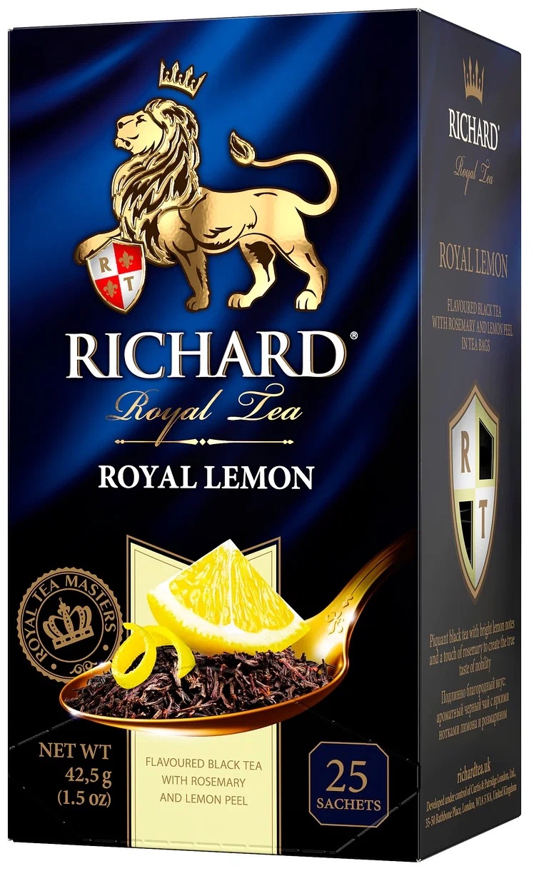 м Чай Ричард Роял Лемон черн 42.5г (25*1.7г) пак - интернет-магазин Близнецы