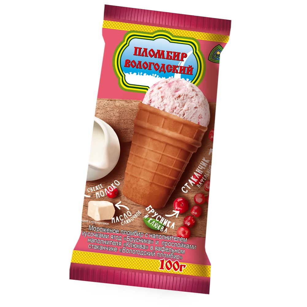 Морож Вафел стак Вологод пломб брусника клюква  Айсберри  100г - интернет-магазин Близнецы