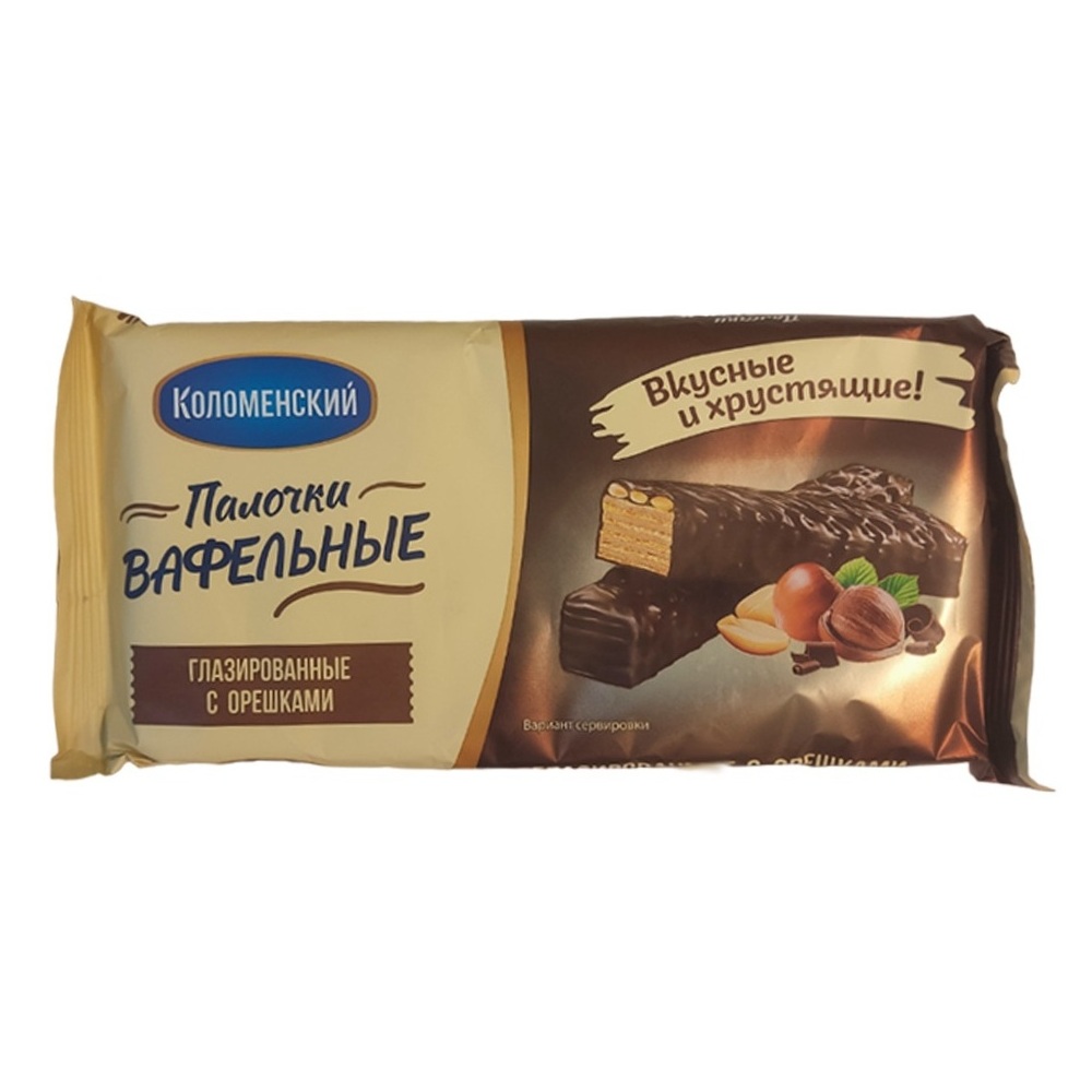 Вафли-палочки  глазир. с орешками  Коломенский  140г шт