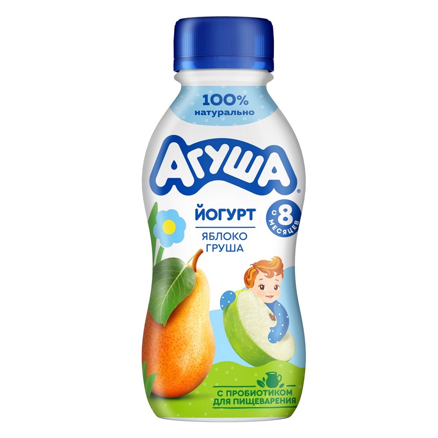 Д.п. Йогурт 2.7% Агуша яблоко-груша пит 180г бут \ЗДМП\ - интернет-магазин Близнецы