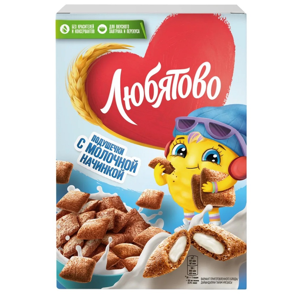 Сух завт Любятово Подушечки с молоч нач 220г шт - интернет-магазин Близнецы