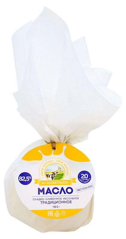 Масло слад-слив Традиционное 82.5% Зеленоградское 200г - интернет-магазин Близнецы