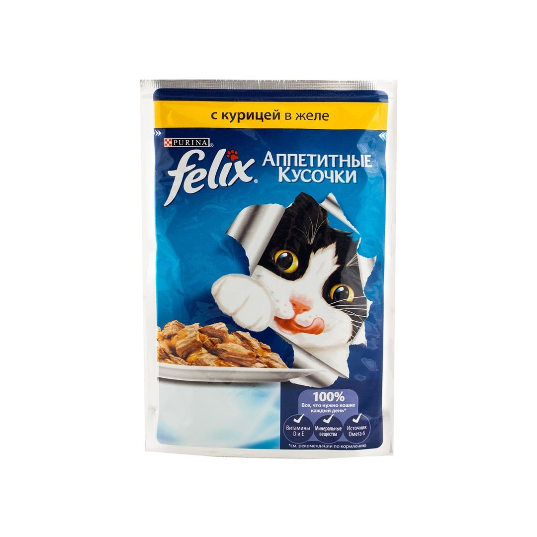 Корм Феликс для кошек Желе с курицей 75г  пауч  - интернет-магазин Близнецы