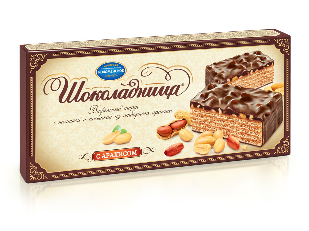 Торт вафельн Шоколадница с арахисом  Коломенское  230г - интернет-магазин Близнецы