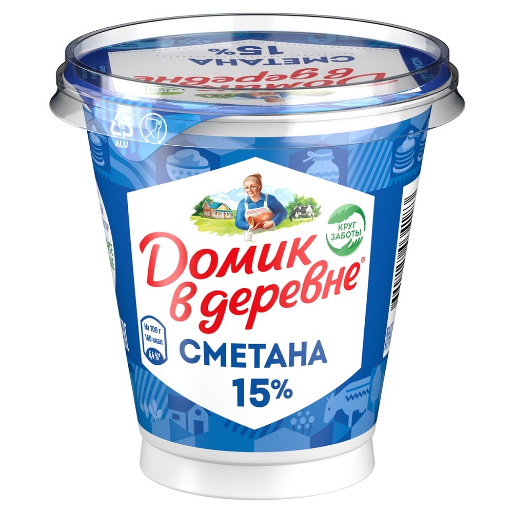 Сметана Домик в деревне 15%, 300 г