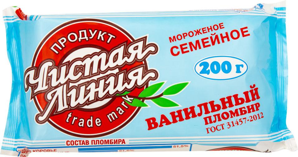 Мороженое Брикет Пломбир  ЧистаяЛиния  200г - интернет-магазин Близнецы