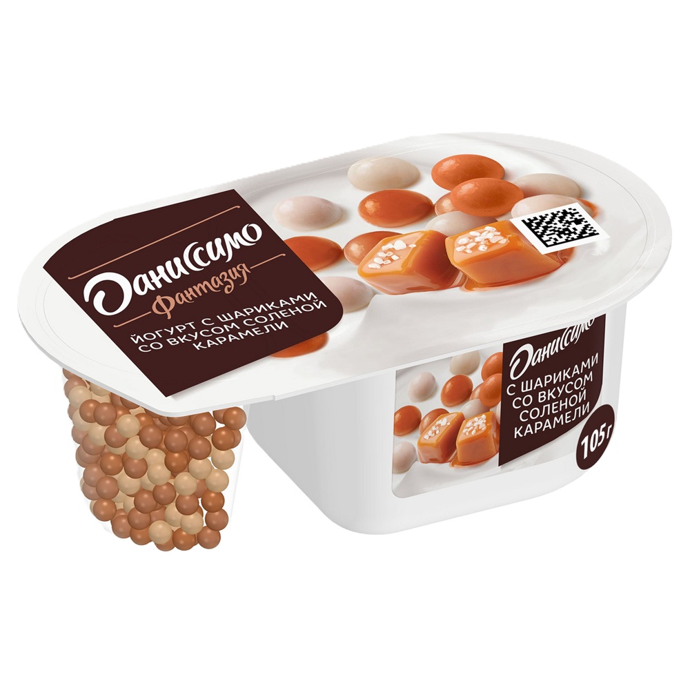 Данон Даниссимо Фантазия йогурт хруст шарики со вкус солен карамел 105г шт - интернет-магазин Близнецы