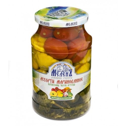 Ассорти овощное марин с патиссонами  Меленъ  900г бан 900г - интернет-магазин Близнецы