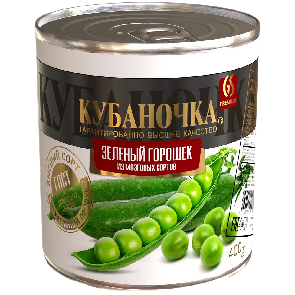 Горошек зеленый  Кубаночка  ж б 400г - интернет-магазин Близнецы