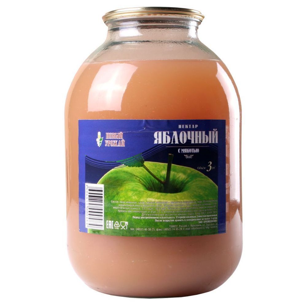 Нектар Яблочный с мякотью  Еремеевское  бан 3.0 л - интернет-магазин Близнецы