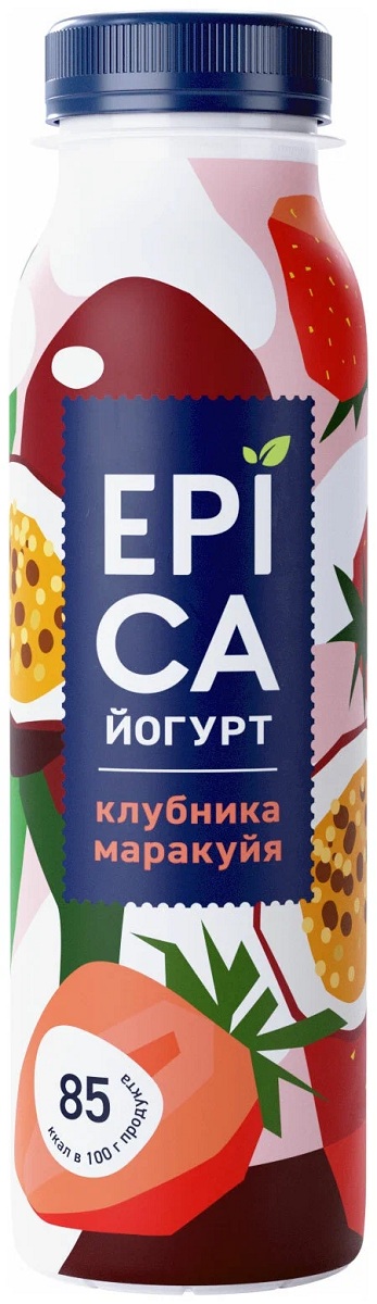 Йогурт 2.5% пит EPIKA  клубника маракуйя 260г - интернет-магазин Близнецы